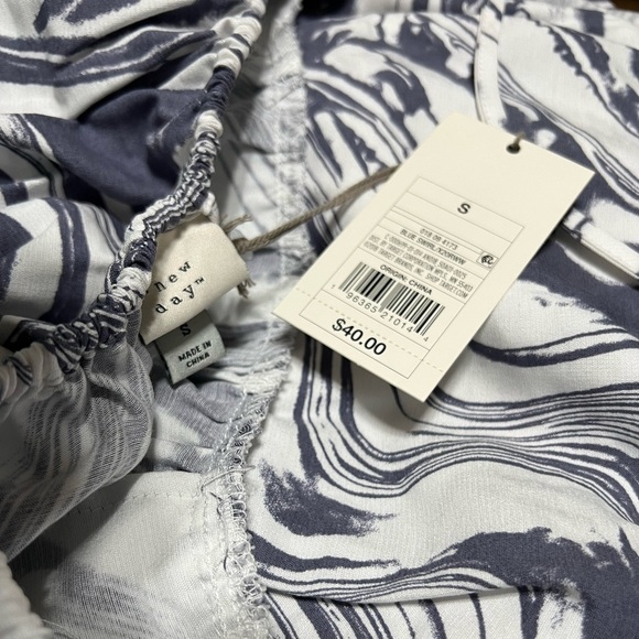 A New Day Tiered Sleeveless Halter Blue Swirl Marble Maxi Dress Women’s Size S - Picture 9 of 14